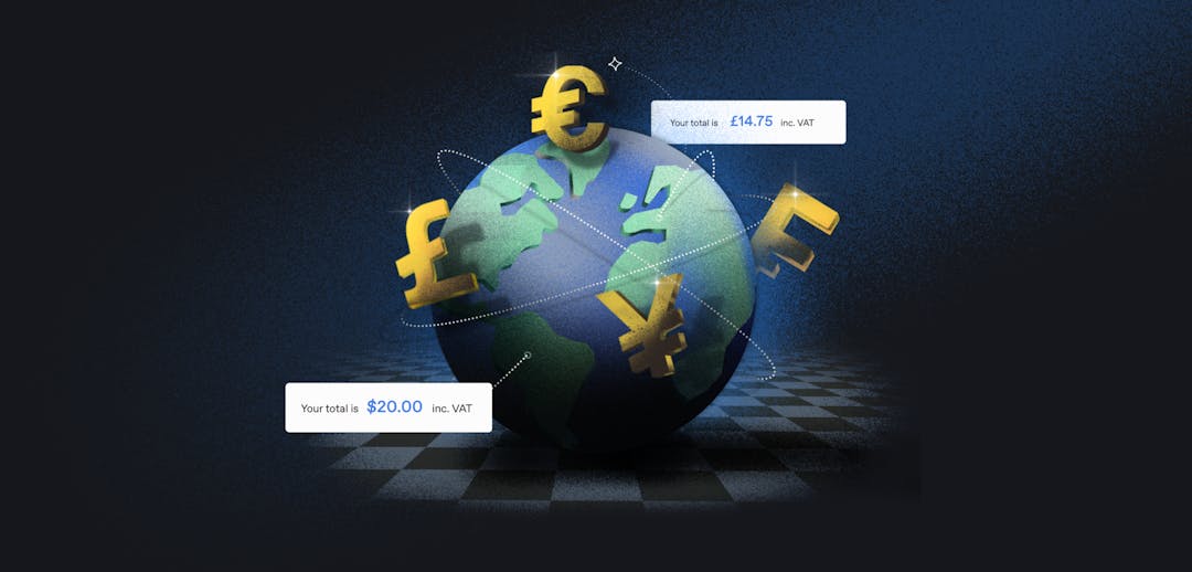 illustrated globe with currency symbols 