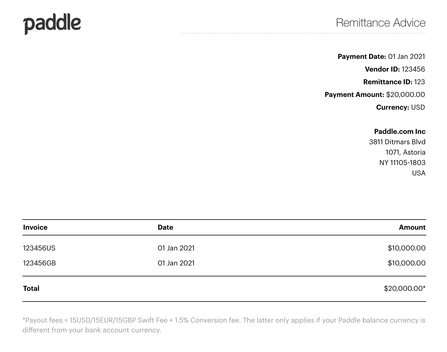 Example Remittance Advice