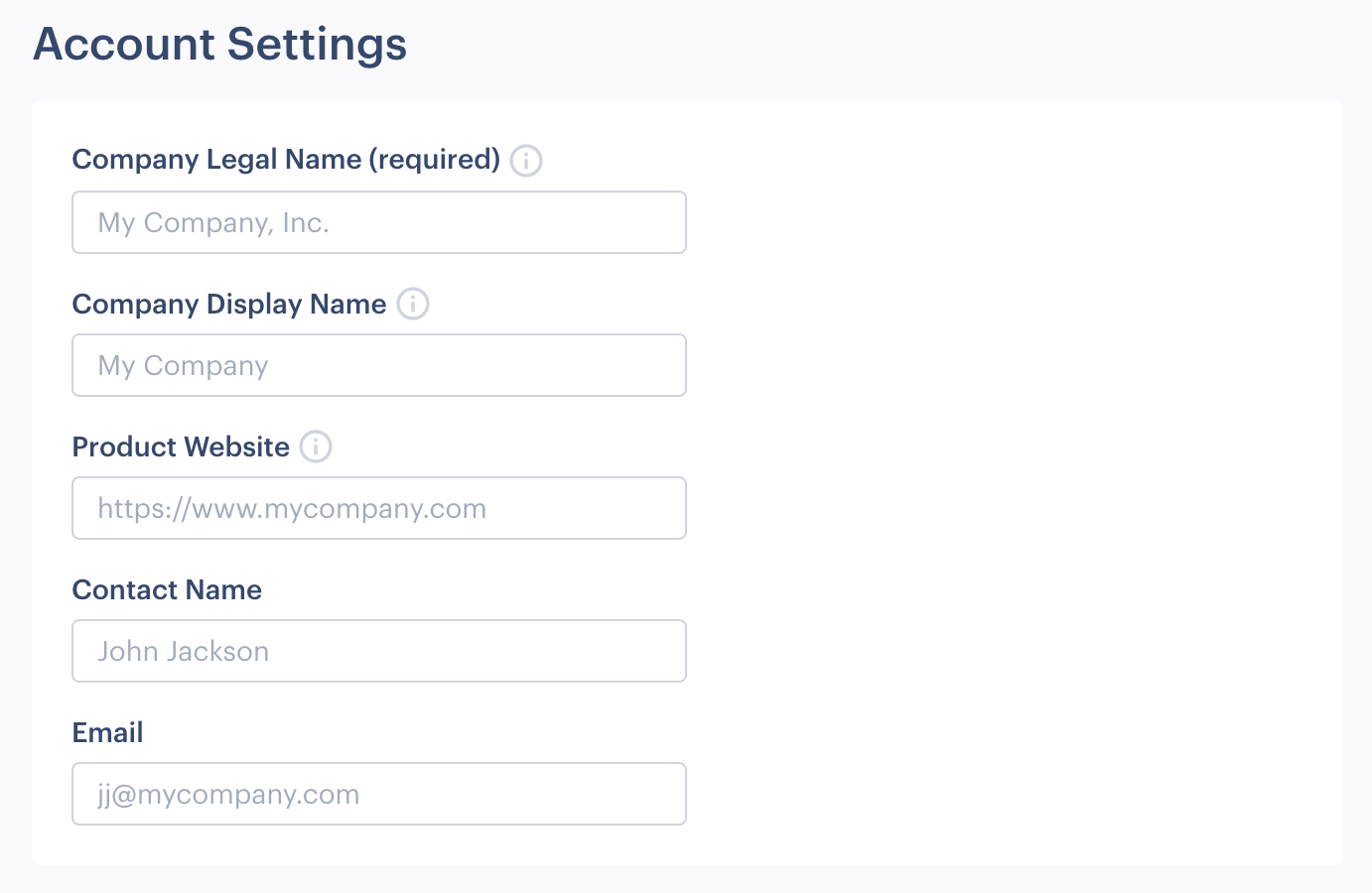 Account Settings Page